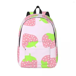 Backpack Laptop Unique Cute Pink Strawberries School Bag Durable Student Boy Girl Travel