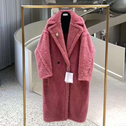 pink teddy coat wool cardigan designer puffer jacket luxury women's windbreaker coats long windproof jacket winter warm parka christmas present