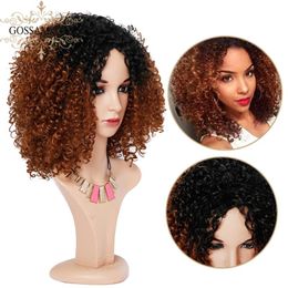 Synthetic Wigs Kryssma Ombre Red Wine Short Curly Wig For Wom Hair Full With Curl 2023 Fashion Resistant