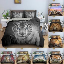 Bedding Sets Tiger Duvet Cover Ferocious Animal Set Comforter Covers With Pillowcase Single Double King Polyester Home Textile 2/3PCS