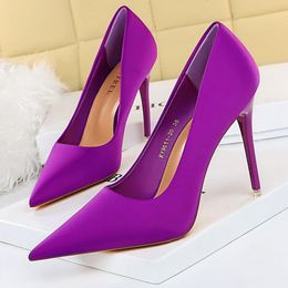Dress Shoes BIGTREE Shoes Satin Women Pumps Purple High Heels Fashion Women Shoes Stiletto Luxury Party Shoes Women Heels 230421