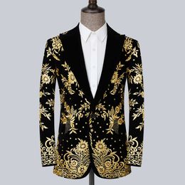 Party Show sweat suits for men Blazers Exquisite Embroidered Suit Coat Slim Fit Long Sleeve Youth Gun Collar Casuals