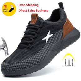 Dress Shoes Safety Work For Men Women Steel Toe Cap Antismashing ing Boots Breathable Outdoor Construction Big Size 48 230421