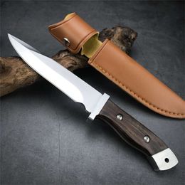 BK 2008 High Quality Rosewood Handle 5CR13MOV Fixed Blade Military Wearproof Outdoor Tactical Survival Tool PU Leather Sheath 948