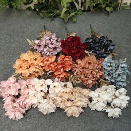 Decorative Flowers 3 Head Peony Bouquets Fake Imitation Flower Arrangement Home Wedding Bride's Hand El Props Ground Modeling Decoration