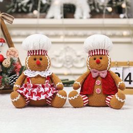 Christmas Toy Supplies Christmas Cartoon Sitting Gingerbread Doll Soft Stuffed Gingerbread Toy Plush For Sofa Bed Fireplace Desktop Bookshelf Decora 231121