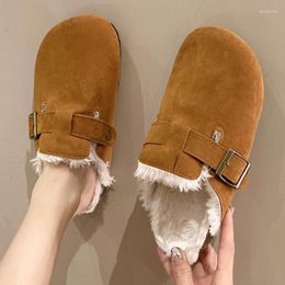 Slippers Women Flats Home Cotton Winter Fashion Warm Short Plush Soft Boots 2024 Casual Indoor Walking Chaussure Femme