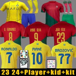 бесплатная доставка 23 24 футбольные майки RoNalDo Home Yellow Away португальские майки JOAO FELIX RUBEN NEVES BRUNO DIOGO PORTUGIESER Футбольная футболка Team Men Kids Kit