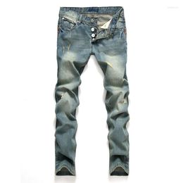 Men's Jeans Fashion Hole Denim Men Long Trousers Straight Ripped Distressed Pants Masculino Casual Brand Simple Plus Size