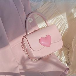 Evening Bags Women Handbags Pink Heart Girly Small Square Shoulder Bag Fashion Love Tote Purse Handbag Chain Handle Messenger Gift