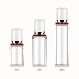 Pearl square acrylic airless bottle for lotion emulsion foundation liquid cosmetic packing 15ml 30ml 50ml