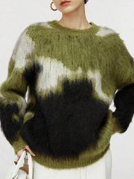 Women's Sweaters Mohair Colourful Tie-dye Sweater Pullover Women O-neck Long Sleeve Knitted Loose Autumn Winter Lady Contrasting Tops