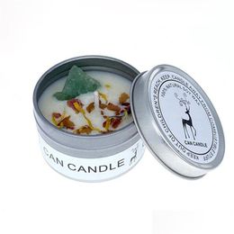 Scented Candle Scented Candles Long Lasting Can Soy Candle Crystal Stone Dried Flower Implate Fragrance Smokeless 1Pc Drop Delivery Ho Dhpx6