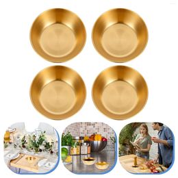 Plates 4 Pcs Seasoning Dish Appetizer Gold Small Bowl Metal Flavor Stainless Steel Menagerie