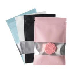 Storage Bags Mylar Foil Bag With Matte Clear Window Self Seal Tear Notch Reclosable Reusable Flat Pouches For Food Snack Tea Lx5479 Dhemv