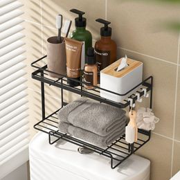 Bathroom Shelves Shelf Above The Toilet Tank Wrought Iron Toilet Punch-free Multi-functional Storage Rack Bathroom Accessories 230421