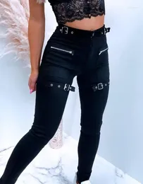 Women's Pants 2023 Fashion Elegant Sexy Zipper Button Design Buckled Female Trouser Casual Bottom