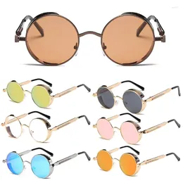 Sunglasses 652F Fashion Men Women Steampunk Designer Round Vintage Metal Eyeglass