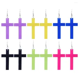 Dangle Earrings Colourful Acrylic Long Cross Women's 2023 Hip Hop Minimalist Geometric Drop Earring Classic Jewellery Gifts