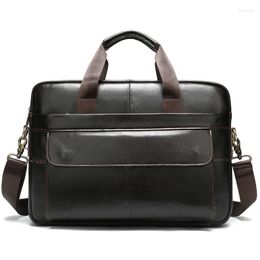 Briefcases Fashion Genuine Leather Briefcase Men Large Capacity Bag For Man Laptop Messenger Bags Male Crossbody Shoulder Maleta