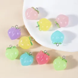 Charms Fashion 10pcs/pack Glow In Dark Fruits Peach Pendant Decorations Resin DIY Jewellery Accessories