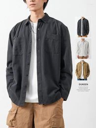 Men's Casual Shirts Dukeen Cotton Long Sleeves Original Jacket Retro Soild Colour Blouses Plain Coat Clothing