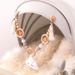 Rattles Mobiles Baby Toy Wooden Pram Clip Baby Mobile Pram Personalize Silicone Bead Cloud Pacifier Chain Silicone Rattle Baby Wooden Teether 230420