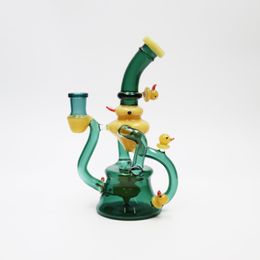 7.5" Colourful Duck Glass Bong Recycler Bong Tobacco Shisha Handmade with Bowl