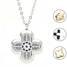 Pendant Necklaces Free with Chain As Gift! 32mm Magnetic Closure 316l Stainless Steel Clovers Oil Diffuser Necklace