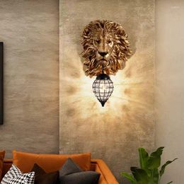 Wall Lamps Animal Resin LED Crystal Lights Modern Home Decor Vintage Creative Lion Lamp Background Indoor Lighting
