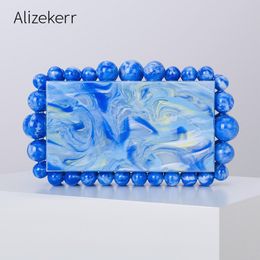 Evening Bags Women Beaded Acrylic Box Clutch Elegant Designer Luxury Novelty Bridal Purses And Handbags Wedding Party 230421