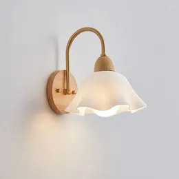 Wall Lamp Glass Pastoral Flower Aisle Light Ins Log Sconces For Bedroom Bedside Background Room Decor