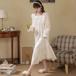 Women's Sleepwear Fdfklak Plus Size Nightgown Autumn 2023 Female Sweet Princess Style Cotton Dress Casual Long Nightdress Lady Sexy