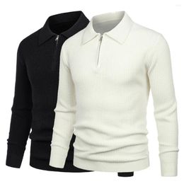 Men's Sweaters 2023 Autumn/Winter Polo Collar Pullover Knit Youth Rib Closure Slim Fit Sweater