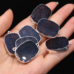 Charms Natural Stone Pendant Black Dragon Agate 21x30mm For DIY Jewelry Making Necklace Bracelet Earrings GiftCharms