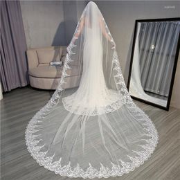 Bridal Veils Long Cathedral Wedding Veil White Ivory 1 Layer Lace Edge 3.5 Meters Accessories