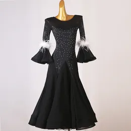 Stage Wear Luxury Feather Modern Performance Dress Competition National Standard Social Dance Big Swing Waltz