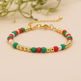 Link Bracelets YASTYT 2023 Christmas Red Green Color 18K Gold Plated Beads Beaded Classic Women Jewelry Gift