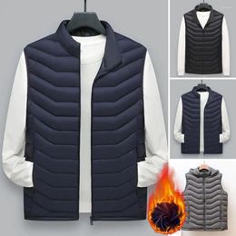 Men's Vests Men Autumn Winter Vest Coat Sleeveless Padded Warm Windproof Lapel Zipper Pockets Zip Up Cardigan Casual Waistcoat