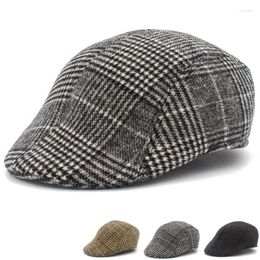 Berets Beret Hats Men Sun Cap Warm Wool Duckbill Flat Adjustable Unisex Golf Sboy Hat Blower British Style Chapeau
