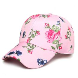 Ball Caps Sunscreen Baseball Rose Floral Print Cap For Women Casual Sport Caps Casual Fashion Dome Hats Golf Hat Beach Hat Drop Ship 2023 J230421