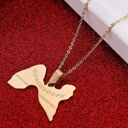 Pendant Necklaces Guadeloupe Map Necklace Pendants For Women Girls Gold Color Jewelry France