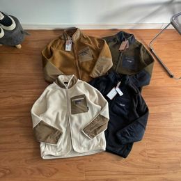 Outdoor Fleece Jacket Fashion Contrast Color Pocket Zip-up Coat