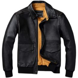 Mens Leather Faux Men Jacket Real Cowhide A2 Pilot Air Force Flight Jackets Jaqueta Couro Masculina 231120