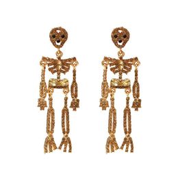 Charm European And American Crossborder Exaggerated Fl Diamond Skl Earrings Retro Halloween Funny Skeleton Long Women Drop De Dhgarden Dh97K