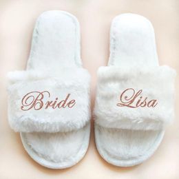 Party Supplies Personalised Wedding Coral Slippers Custom Bridal Shoes Flat Gifts Customised Gift For Guests Ladies