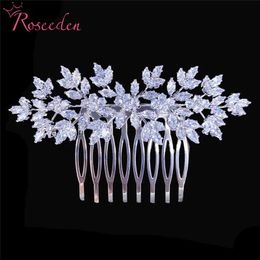 Wedding Hair Jewellery Gold Silver Colour CZ Bridal Hair Comb Bride Zircon Flower Headpiece Barrette Wedding Hair Accessories Jewellery RE4230 231121