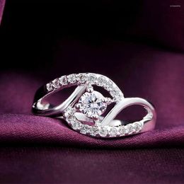 Cluster Rings Product 925 Sterling Silver Double Ring Zircon Women Fashion Wedding Engagement Party Gift Pendant Jewellery