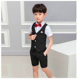 Men's Suits 2023 Black Striped Boy Vest With Shorts Set Slim Fit Children Prom Wedding Waistcoat Kid Tuxedo For Pants 2pcs