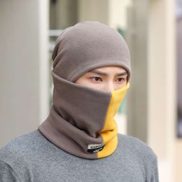 Two Piece Korean Version Minimalist Men's Women's Winter Warm Hat Thickened Scarf Student Head and Neck Cover